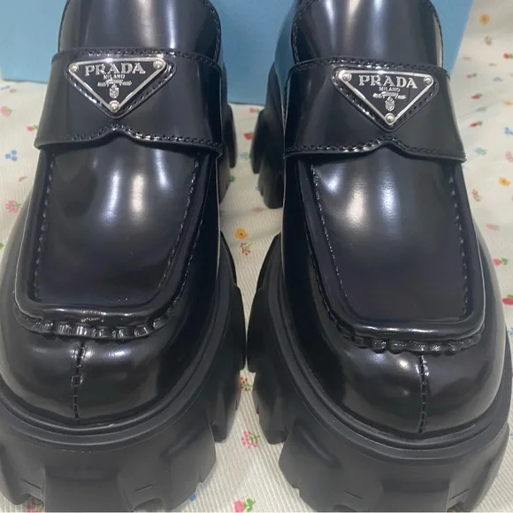 Prada Black Chunky Loafers - Picture 2 of 6
